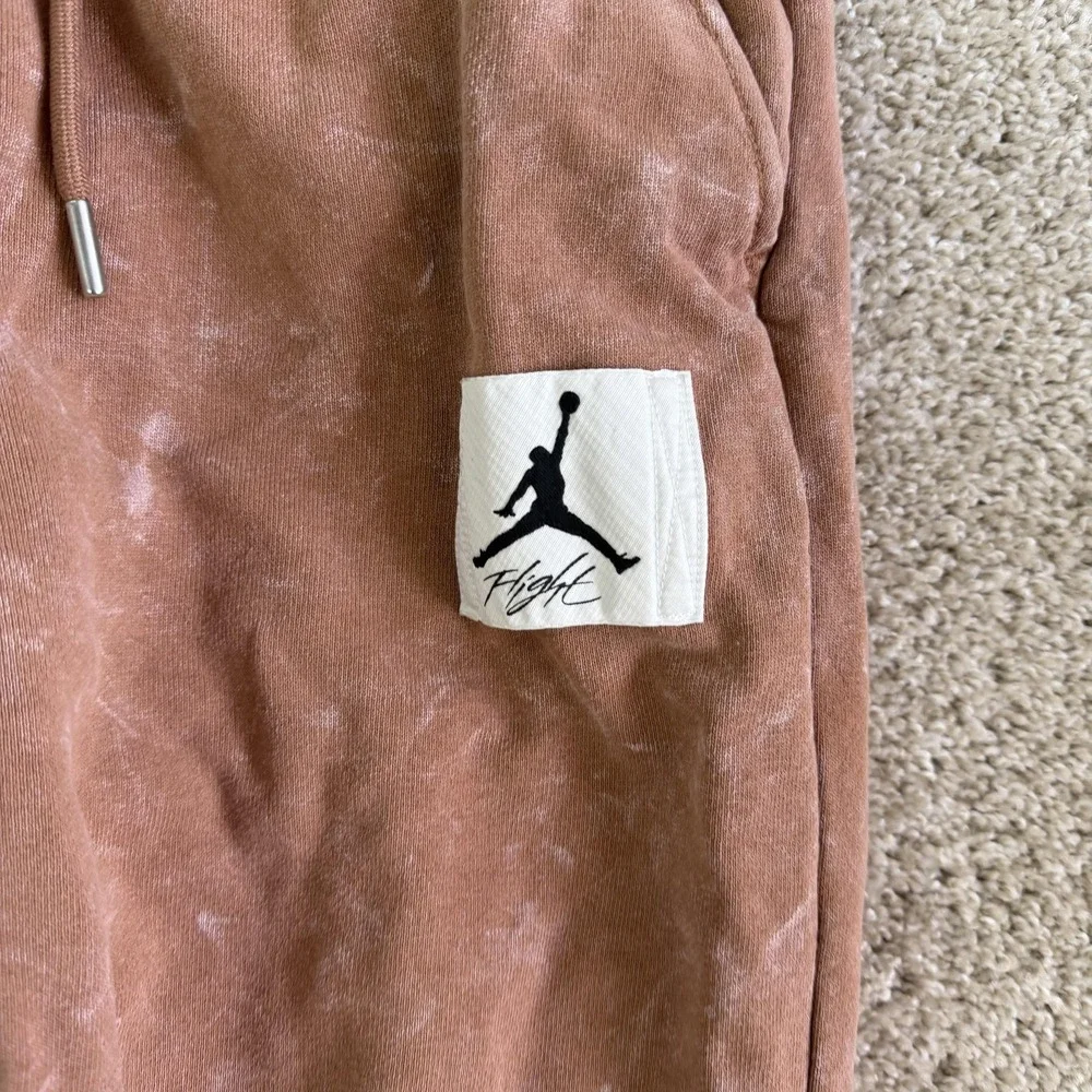 Jordan Flight Sweatpants Mens Medium Brown Tie Dye Terry Joggers Elastic Waist